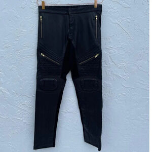 Skin Graft Womens Leather Biker Trouser Pants Black Sz Large